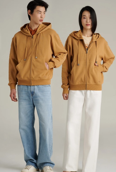 เสื้อกันหนาว ฮู้ดดี้ Unisex แขนยาว สีมัสตาด - Image 2
