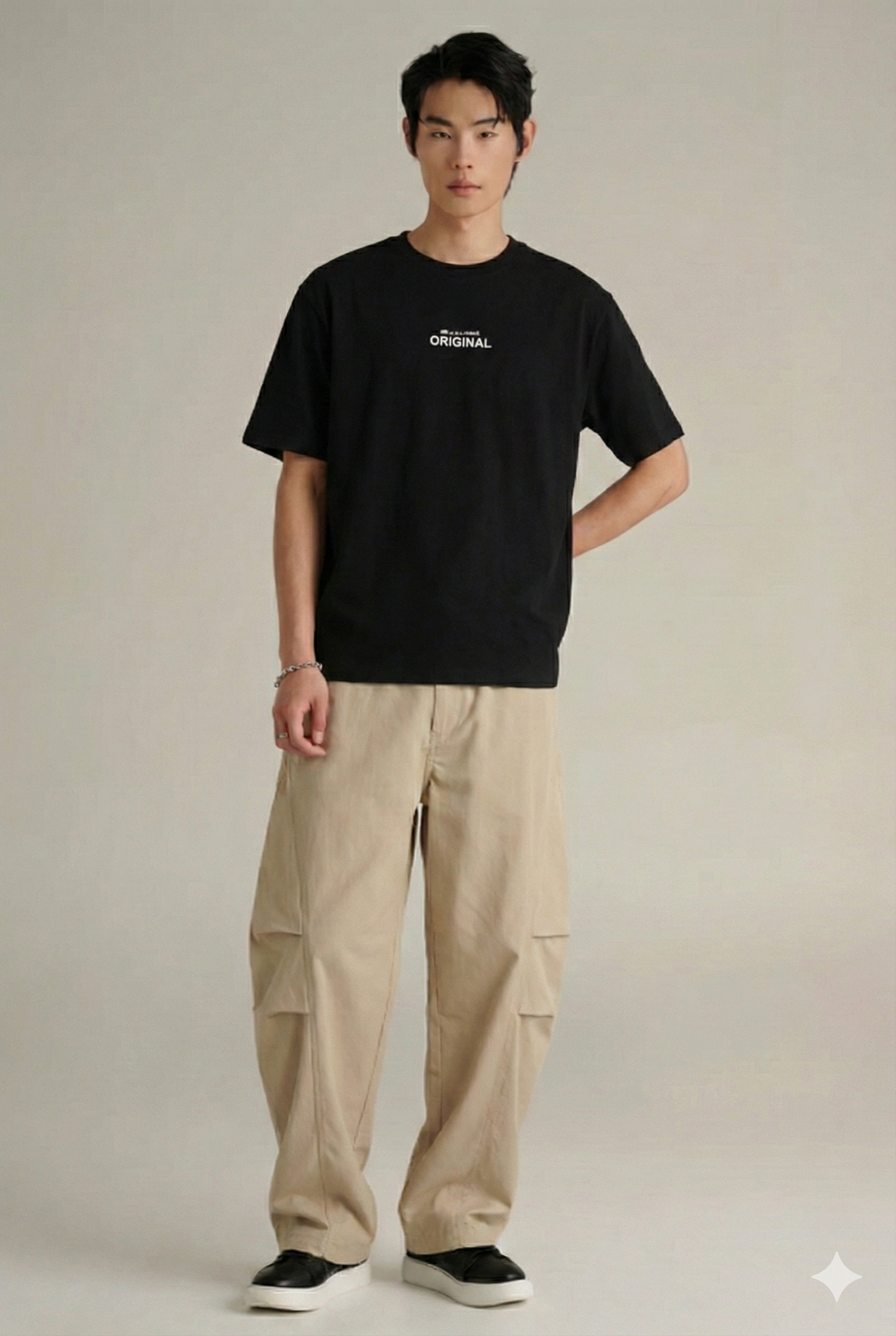 Online Exclusive เสื้อยืดแขนสั้นผู้ชาย ทรงโอเวอร์ไซส์ คอกลม สีส้มตุ่น - Image 2